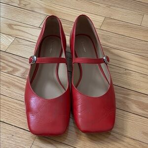 Reformation Red Mary Jane Flats